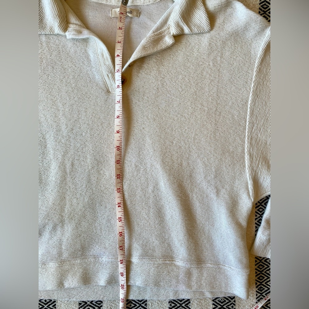 Madewell Ottoman Jacquard Polo Top, Cream - M - Picture 10 of 14